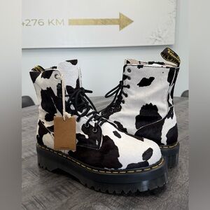 Dr. Martens Black and White Cow Print Boots/LIMITED EDITION